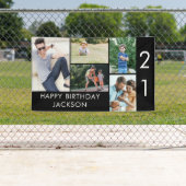 21e verjaardag Foto Collage 5 Afbeelding zwart wit Spandoek (Insitu)