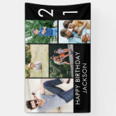 21e verjaardag Foto Collage 5 Afbeelding zwart wit Spandoek (Verticaal)