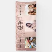 21e verjaardag foto roos gouden glitter sparkle spandoek (Verticaal)