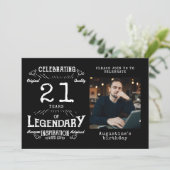 21e verjaardag foto template Legend Black  Kaart (Staand voorkant)