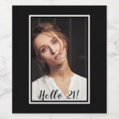 21e verjaardag foto zwart wit wijn etiket (Enkel label)