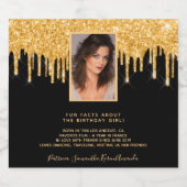 21e verjaardag foto zwarte glitter gouden leukste sparkling wijnetiket (Enkel label)