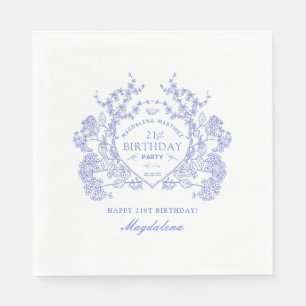 21e Verjaardag Frans Blauw Bloemkam Custom Servet