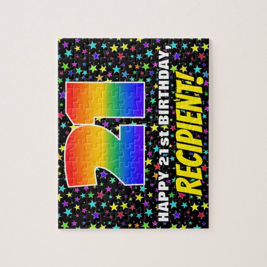 21e verjaardag — Fun, kleurrijk Star Field Pattern Legpuzzel (Verticaal)