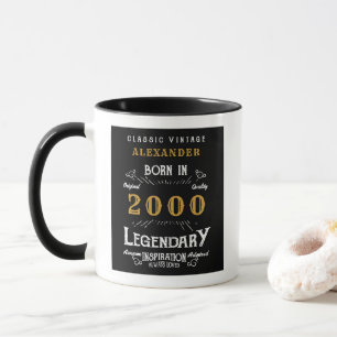 21e Verjaardag Geboren 2000 Retro Zwart Gepersonal Mok