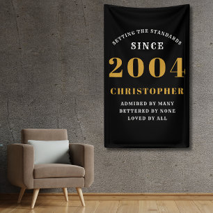 21e Verjaardag Geboren 2004 Naam Toevoegen Zwart G Spandoek