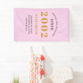 21e verjaardag Geboren in 2002 Naam Roze grijs toe Spandoek (Insitu)