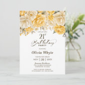 21e verjaardag Geel Rose Bloemenfeest Kaart (Staand voorkant)