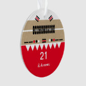 21e verjaardag geweldige rood en wit ornament (voorkant)