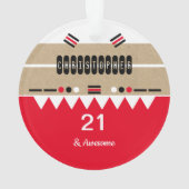 21e verjaardag geweldige rood en wit ornament (achterkant)