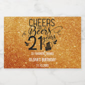21e verjaardag Glitter | Kaas en bier tot 21 jaar Likeurfles Etiket (Enkel label)