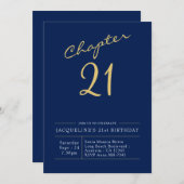 21e verjaardag Gold modern script blauw Kaart (Voorkant / Achterkant)