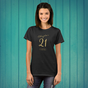 21e verjaardag Gold-script zwart T-shirt