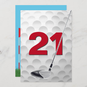 21e verjaardag golf themafeest kaart