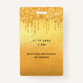 21e verjaardag gouden glitter druppels VIP-feest Badge (Achterkant)