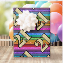 21e verjaardag Gouden nummers Glitter Rainbow Stri