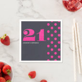 21e verjaardag Hot-roze glitter gepersonaliseerd Servetten (Insitu)