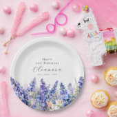 21e Verjaardag Juli Geboortebloem Larkspur Custom Papieren Bordje (Feest)