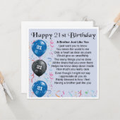 21e verjaardag kaart - broer (Voorkant / Achterkant in situ)