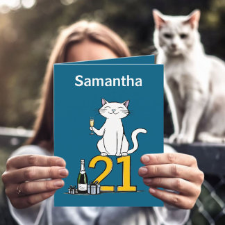 21e verjaardag kattenfeest 21 jaar Twentyfirst Feestdagen Kaart