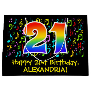 21e verjaardag - Kleurrijke muzieksymbolen, Rainbo Groot Cadeauzakje