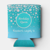 21e verjaardag koningin turquoise glitters naam di blikjeskoeler (Achterkant)