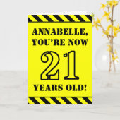 21e verjaardag: leuke stencil stijl tekst, aangepa kaart (Gele Bloem)