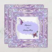 21e verjaardag Lila witte vlinder Kaart (Voorkant / Achterkant)