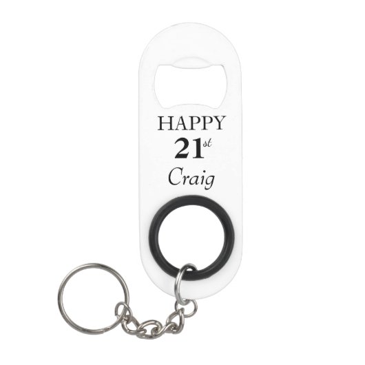 21e verjaardag Mini flesopener met Sleutelhanger Mini Flessenopener (Voorkant)