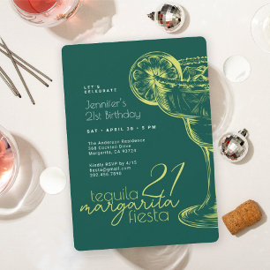 21e verjaardag Moderne groene Margarita Fiesta Kaart