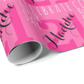 21e verjaardag Moderne roze typografie Cadeaupapier (Rol Hoek)