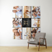 21e verjaardag moderne zwarte en gouden fotocollag wandkleed (In situ)
