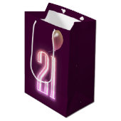 21e verjaardag Neon Sign en Balloon Medium Cadeauzakje (Voorkant Gekanteld)