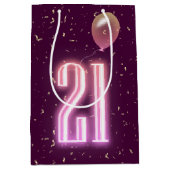 21e verjaardag Neon Sign en Confetti Medium Cadeauzakje (Voorkant)