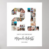21e verjaardag nummer 21 aangepaste fotocollage poster (Voorkant)