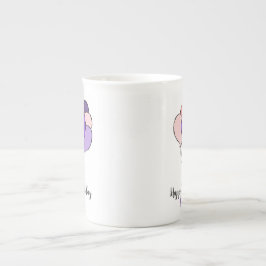 21e verjaardag paarse & roze bundel ballonnen porselein kop