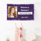 21e Verjaardag Paarse Satin Custom Banner (Insitu)