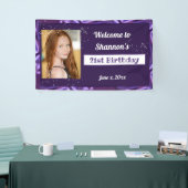 21e Verjaardag Paarse Satin Custom Banner (Beurs)