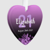 21e verjaardag paarse zwarte gradiëntnaam ornament (voorkant)