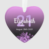21e verjaardag paarse zwarte gradiëntnaam ornament (achterkant)