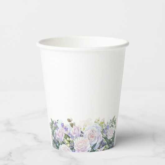 21e Verjaardag Party Blauw Wit Bloemen Custom Papieren Bekers (Achterkant)