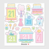 21e verjaardag  pasteltaarten en Cadeaus Sticker (Vel)