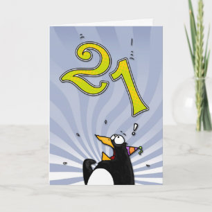 21e verjaardag - Penguin Surprise Kaart