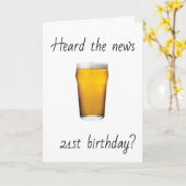 **21E VERJAARDAG** PROOST EN BIER KAART (Gele Bloem)