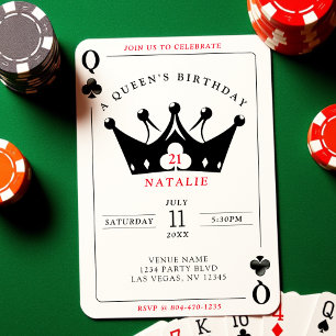 21e verjaardag Queen of Clubs Casino Poker Kaart