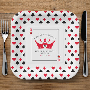 21e verjaardag Queen of Hearts Casino Patroon Papieren Bordje