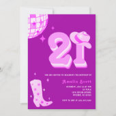 21e verjaardag Retro Disco Cowgirl Rodeo Hot Pink Kaart (Voorkant)