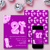 21e verjaardag Retro Disco Cowgirl Rodeo Hot Pink Kaart