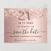 21e verjaardag roos glitter budget behalve datum flyer (Voorkant)