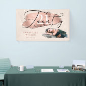 21e verjaardag Roos Gold & roze foto Spandoek (Beurs)